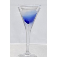 BLOCK Crystal Stockholm Cobalt Blue Martini Goblet Air Bubble Stem Glass