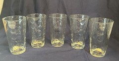 (5) Five Libbey Clear Glass Urban Dot Tumbler Glasses Vintage 12oz 5.75”