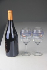 Set of 2 Libbey Glass Co Winter Village Country Snow Scene Water Goblets