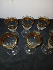 Rimpler Kristall, Zwiesel Germany. 10 crystal white wine glasses with gold rim