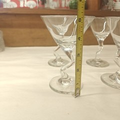 Set of Four Z Stem 6 1/2″ Libbey Martini Glasses Crooked Zig Zag Clear Glass