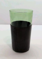 Vintage Barware Green Glass Leather Wrapped MCM Replacement