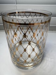 4 VTG Georges Briard Diamond Lattice Double Rock Glasses 22K/24K Gold Lattice