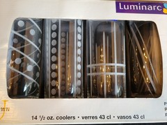 (8) NIB French Luminarc Uptown 14.5 Oz Crystal Geometric Graphics Glasses