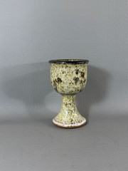 Vintage Studio Art Pottery Goblet Chalice Signed Jones Speckled Glaze Cup