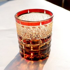 Whisky Crystal Glass Tumbler Hand Cut To Clear Old Fashioned Glass 9oz/250ml Red