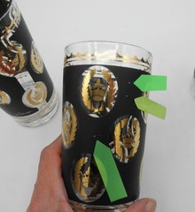 G Reeves Libbey Black Crown High Ball Tumblers Set of 3 FLAWS SEE PHOTOS