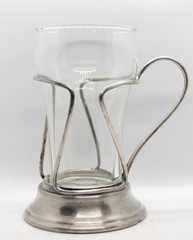 Vintage Mid Century Coca Cola Shaped Glass in Metal Holder