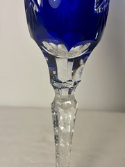 2 Vintage Nachtmann Bamberg Blue Cut to Clear Champagne Flutes Heavy 9”