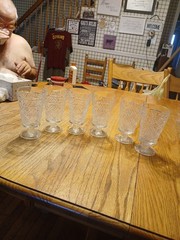 6 Vintage 1950 Hazel Atlas StemWare Glass Big Top Peanut Butter Iced Tea Glasses