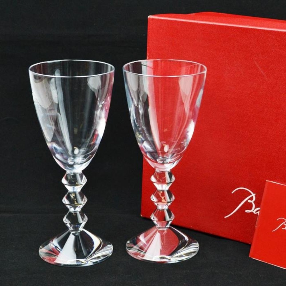 Baccarat Vega Crystal Wine Glass pair clear set of 2 Used