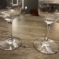 Antique Boston & Sandwich 1880’s Roman Greek Key & Stars Wine Glasses TINY