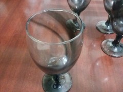Set Of (4) Libby Smoke Black/Grey Retro Ice Tea/ Water / Wine Goblets