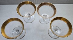 Tiffin Franciscan Special Minton Optic Panel Gold Encrusted 3 5/8″ Glasses FOUR