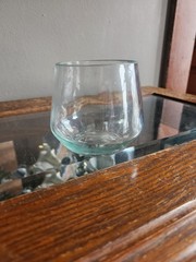 Vintage Clear Whisky or Stemless Wine Glass • 3″ Tall