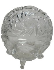 Footed Crystal Starburst Serving Bowl Dish Cut Glass 6″ Candy Fruits Clear Decor