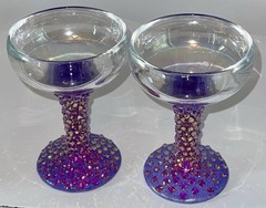 Set of coupe champagne/wine/cocktail chameleon blinged opalescent glasses!