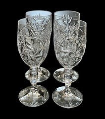 Vintage Bohemian Czech Cut Crystal 13” Decanter w/ Wine Glasses Pinwheel Mint
