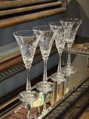 Crystal Oscar de la Renta Champagne Flutes Wine Glasses WALDORF 8 5/8″ SET of 4
