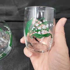 Libbey Tumble Up Carafe And Glass Lily Of The Valley Pattern Bedside