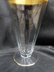Tiffin Rambler Rose, Encrusted Gold Band: Iced Tea / Parfait, 6 1/8″ Tall, As Is