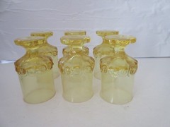 Tiffin Franciscan Glass Madeira Cornsilk Yellow 4 7/8″ Juice Wine Glasses Set 6