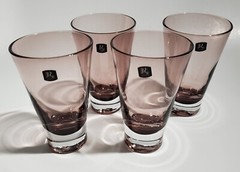 4 Light Amethyst or Plum Glass Tumblers Drinking Glasses Jingyue Barware 10 oz