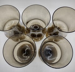 Vtg Seneca Amber Smoke Water Goblets Drink Glass Elegant etched brand (5)