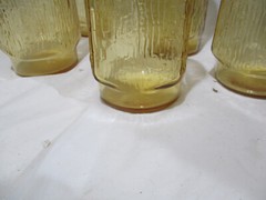 Jeanette Glass Finlandia Tree Bark 5″ Amber Tumbler Water Glasses Set of 5