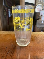 Vintage 1950’s Atlas Penny Farthings Hoops Sour Cream Glass