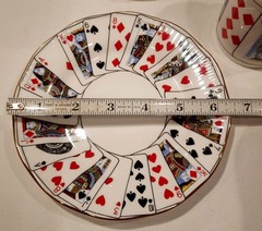 4 Queen’s China Staffordshire Cut for Coffee Playing Cards Cup & Saucer Set MINT