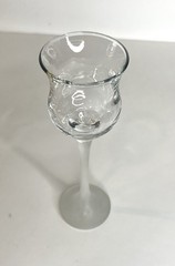 Hand Blown Art Glass Cordial Tulip Bowl Frosted Stem Vintage