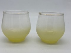 2 Blendo by Colony Glass , MCM frosted creamy yellow shot/ apertif glasses