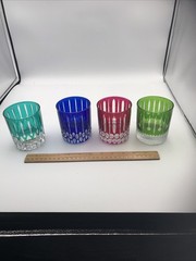 Vintage Set Of 4 Saint Louis Tommy South Style Circle ware Glass Tumblers