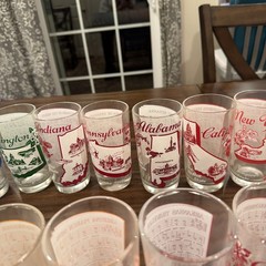 Vintage State Souvenir Glass Tumblers Hazel-Atlas lot of 25 1950s state glasses