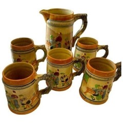 VINTAGE - Set of 5 German Style Mug Beer Stein with Pitcher – Made in Japan
