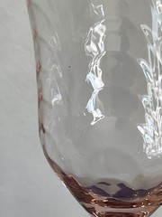 Vintage Pink Wine Glasses with Scallop Art Deco Design Set of Five