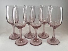 Vintage Libbey Premier Plum / Pink White Wine Glasses 8oz, 7 1/4” Tall, Set of 6