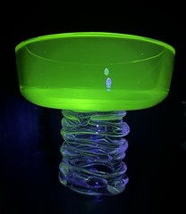 Tamara Aladin Riihimäen Lasi Uranium Glass Vaseline Glass Bowl 7″ Tall 8″ Wide