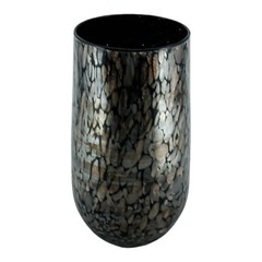 Set of Four 4 Murano Glass Drinking Tumbler Black Brown 14cm