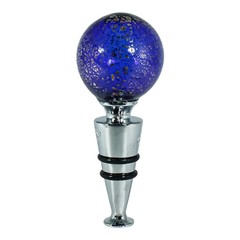 Bottle Stopper Murano Glass Blue Silver Wine Prosecco Venice Gift Box