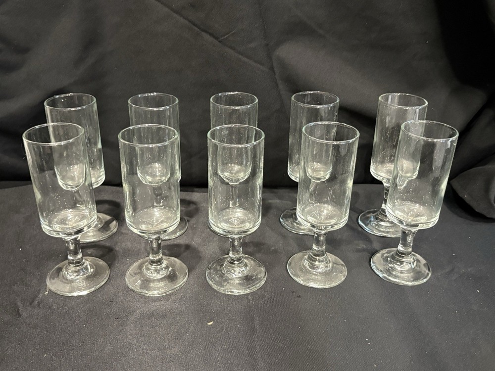 Ten (10) Vintage 6 1/4” Stemmed Cordial Sherry Liquor Glasses