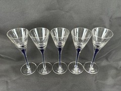 5-Home Essentials Teardrop Blue Cobalt Stem Cordial With Original Tags