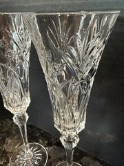Cristal D’Arques Durand Vincennes Champagne Flutes Glasses Crystal 10″ Tall (2)