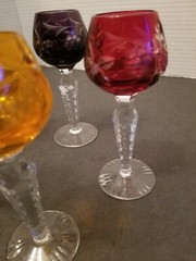 Vintage Bohemian Czech Cut To Clear Crystal Goblets Set OF- 5. 5.5″tall