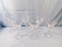 Set of 6 Fostoria Clear Glass Corsage Liquor Cocktail Glasses