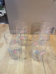 Lot Of 4 Pfaltzgraff TEA ROSE Glass Tumblers 12 oz. 5 1/2″