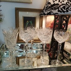 3 Exquisite Clear LAUSITZER LAUSITSER Germany Multiple Cut Crystal Wine Glass 8”
