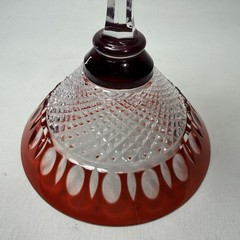 Vtg. Handcrafted Ajka Crystal Red Martini Glass Hungary Cut-to-Clear 24% Pb0