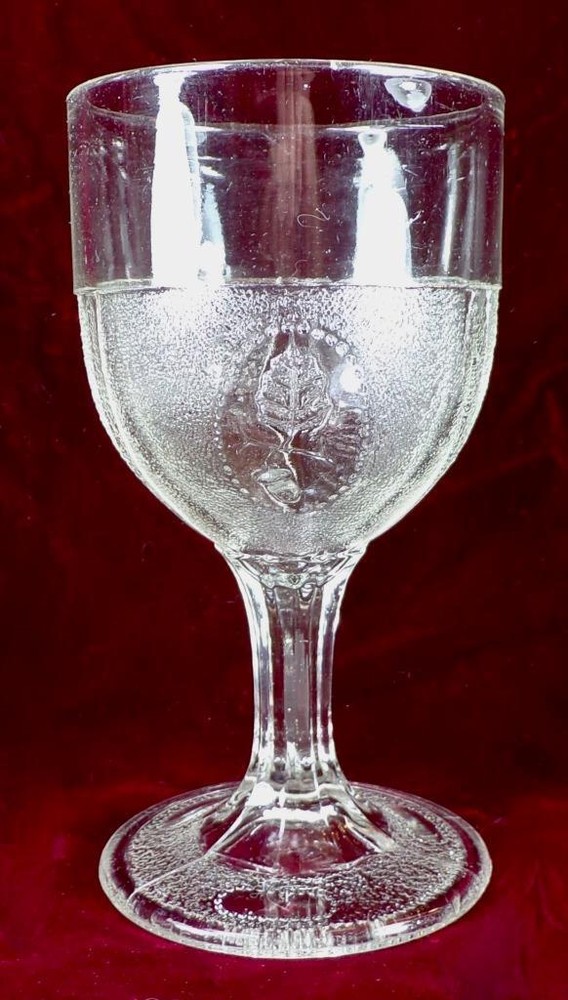 Beaded Acorn Medallion Goblet Adams & Co EAPG Clear Glass 1872 #141